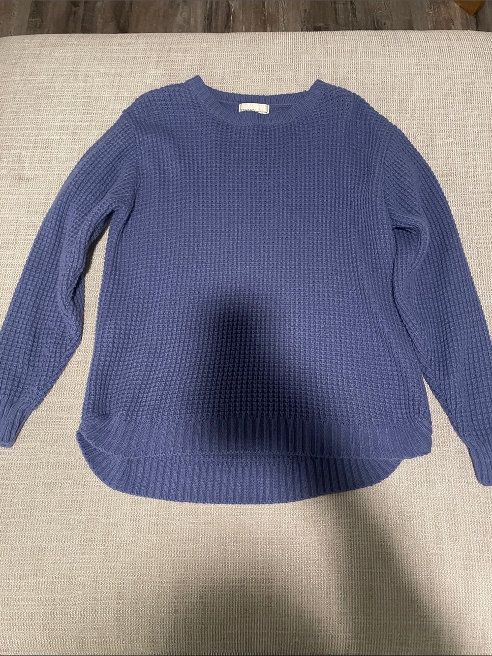 Zenana Outfitters Waffle Knit Crewneck Sweater in Blue